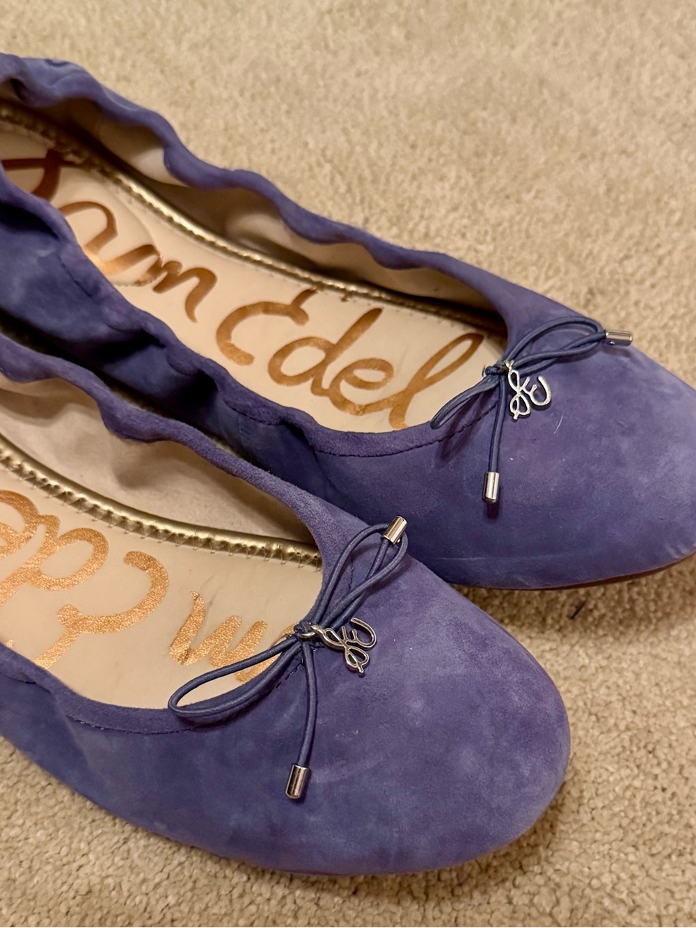 Sam Edelman Womens Purple Suede Ballet Flats